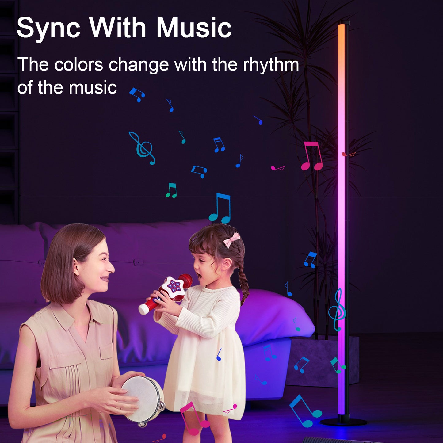 Dynamic Multicolor LED Floor Lamp with DIY Customization